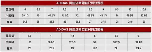 Adidas美国官网海淘尺码