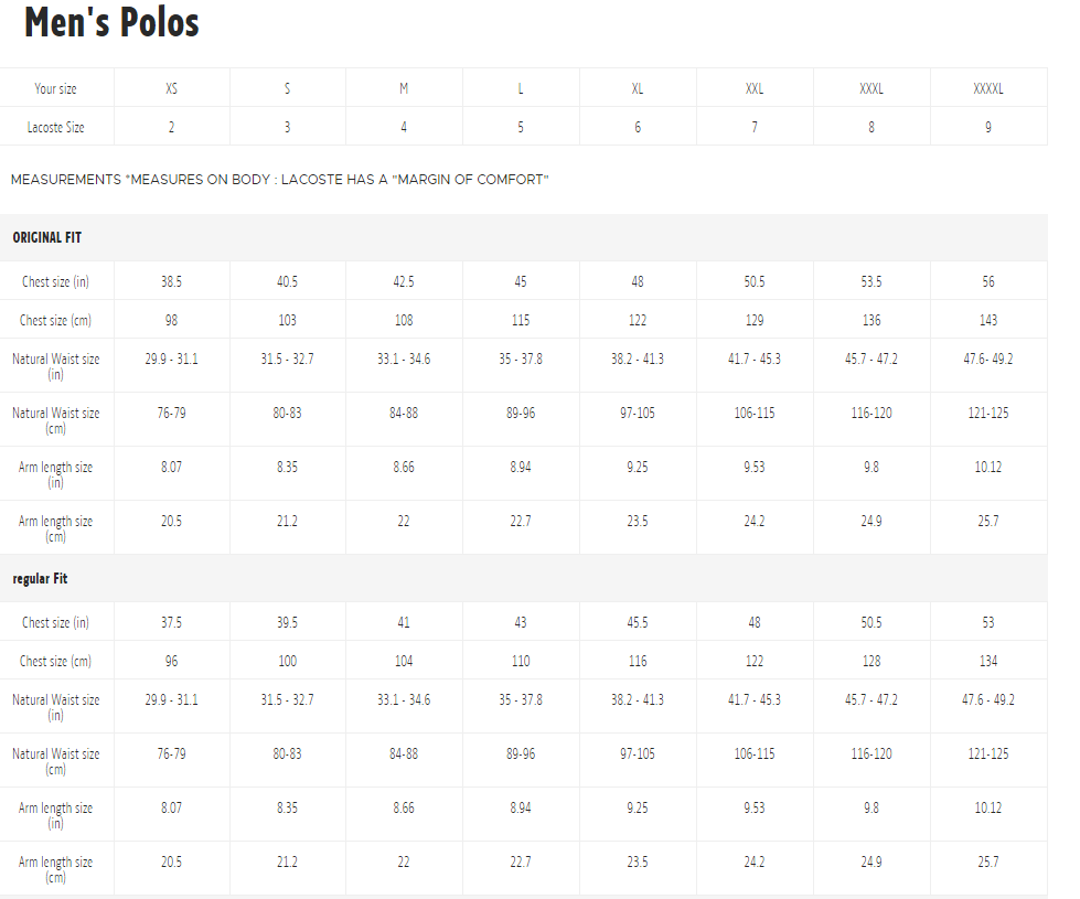 Lacoste美国官网海淘防砍单攻略 附尺寸对照表
